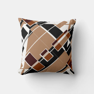 Brun vit svart tonformad geometrisk design kudde