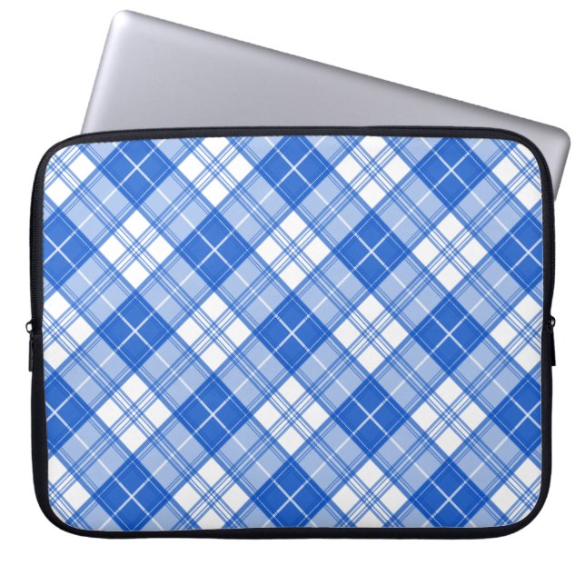 Brun-vit tartanmönster yxm0uat9 laptop fodral (Framsidan)