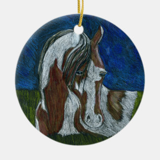 Brun vitpinto julgransprydnad keramik