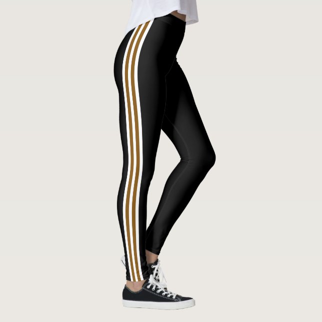 Brun Vitt Sidostreck Svarta Leggings Dina Färger (Höger)