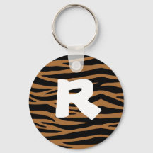 Brun Zebra Randig Nyckelring