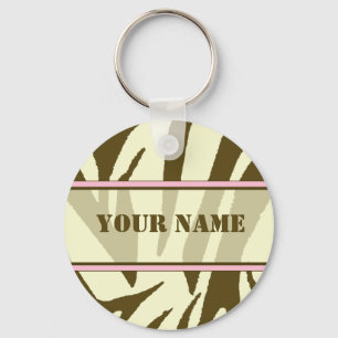 Brun zebra tryck Keychain Nyckelring