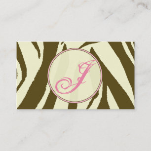 Brun zebra tryck/rosa Monogramvisitkort Visitkort