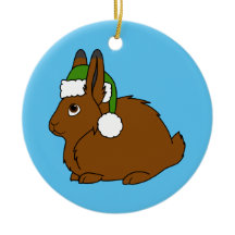 Bruna arktiska Hare med den gröna Santa för jul