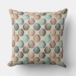 BRUNA BEGRÄNNA TEAL GRÖNA GEOMETRISKA FORMER KUDDE