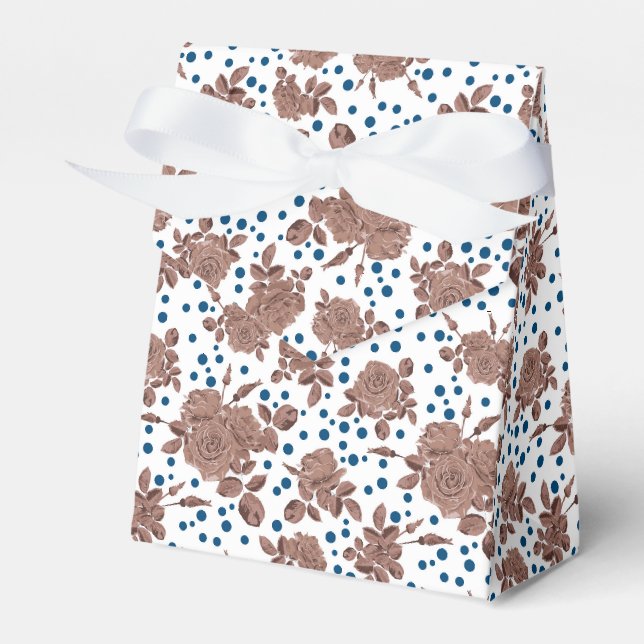 Bruna beige rosenblommor på prickig bakgrund  presentaskar (Framsidan Sidan)