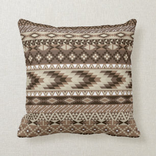 Bruna beige Taupe för Aztec stam- tryckneutralt Kudde