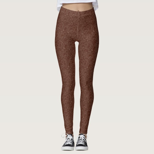 Bruna blomstereleganta leggingar  leggings (Framsida)