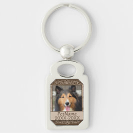 Bruna Calligraph virvlar runt Rektangulärt Silverfärgad Nyckelring