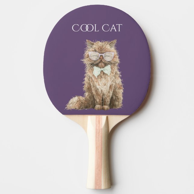 Bruna Coola Katt Glasögon   Pingisracket (Framsidan)