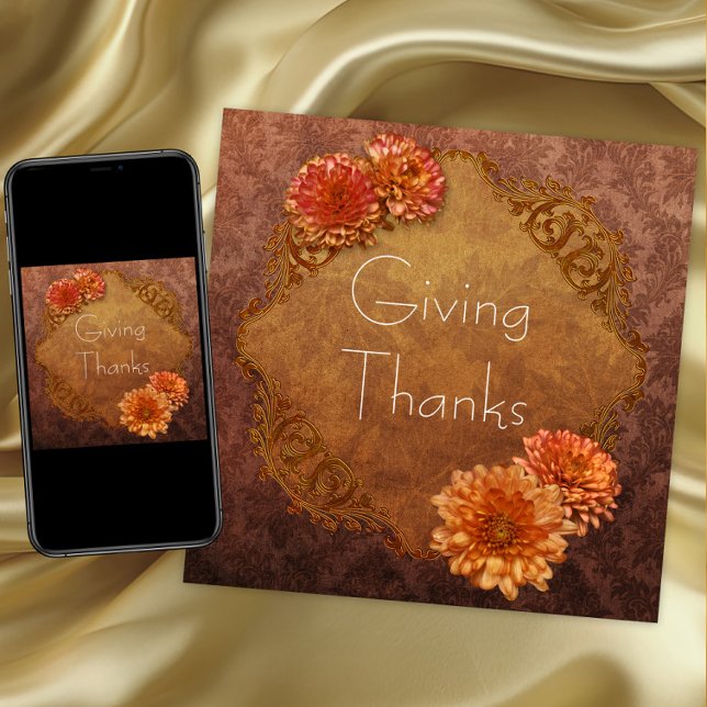 Bruna Damask Julmiddagsinbjudningar Inbjudningar (Thanksgiving dinner invitations. Digital download and printed invitations available.)
