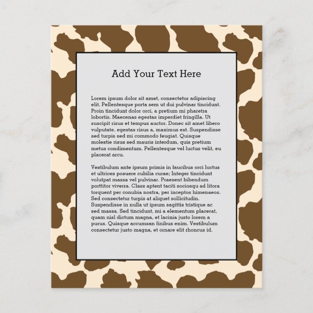 Bruna Fläckar Ko Print Bonde Gårdsdjur Klassisk Flygblad (Framsidan)