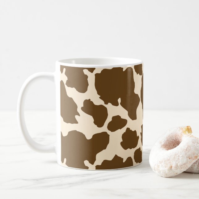 Bruna Fläckar Ko Tryck Bonde Gård Djur Klassisk Kaffemugg (Med munk)