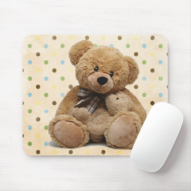Bruna Nallar på Polka dots Musmatta (Med mus)