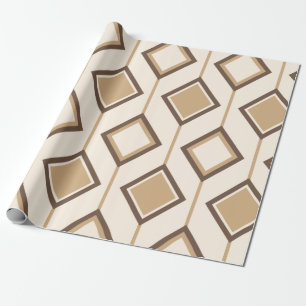 Bruna och beige diamanter och linjer presentpapper