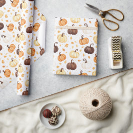 Bruna Orange Kräm Pumpa Löv Presentpapper