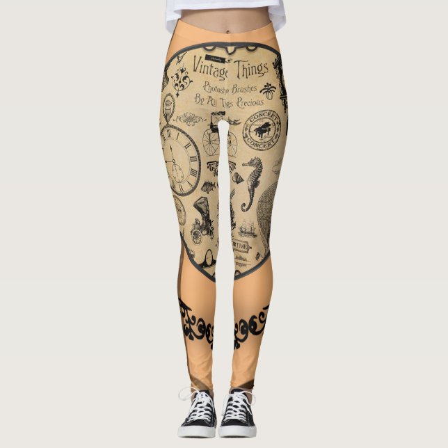 bruna orange svarta långa leggings (Framsida)