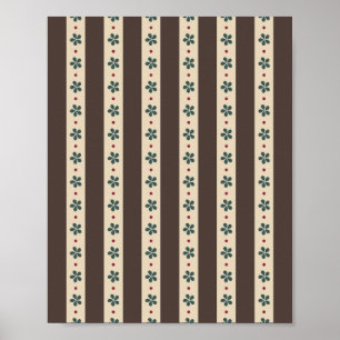 Bruna Ränder Och Blommor Poster