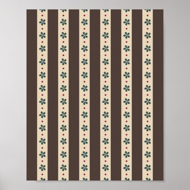 Bruna Ränder Och Blommor Poster (Framsidan)