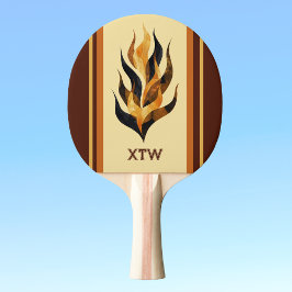 Bruna Ränder och Orange Drakflammor Monogram Pingisracket