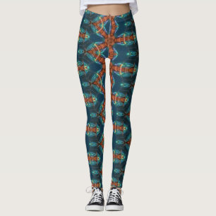 bruna stjärnor mönster på blå leggings