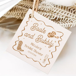 Bruna stövlar och Bubbys bröllopsfestival Gåvor Etiketter