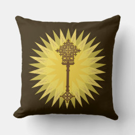 Bruna, traditionell etiopisk Kor-design Kudde