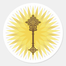 Bruna, traditionell etiopisk Kor-design Runt Klistermärke