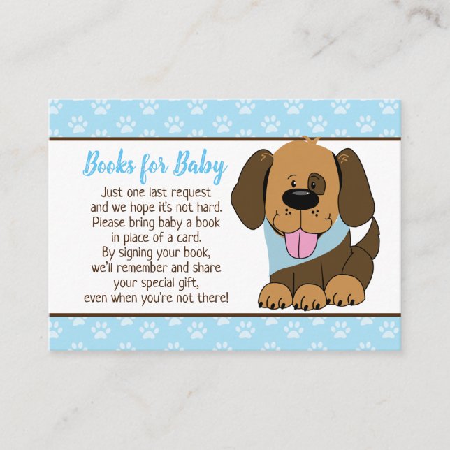 Bruna Valp Hund Baby Shower Bok Begäran Kort (Framsida)