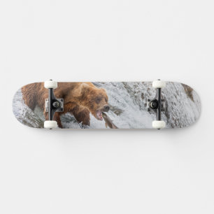 Brunbjörn fångar röd lax mini skateboard bräda 18,5 cm