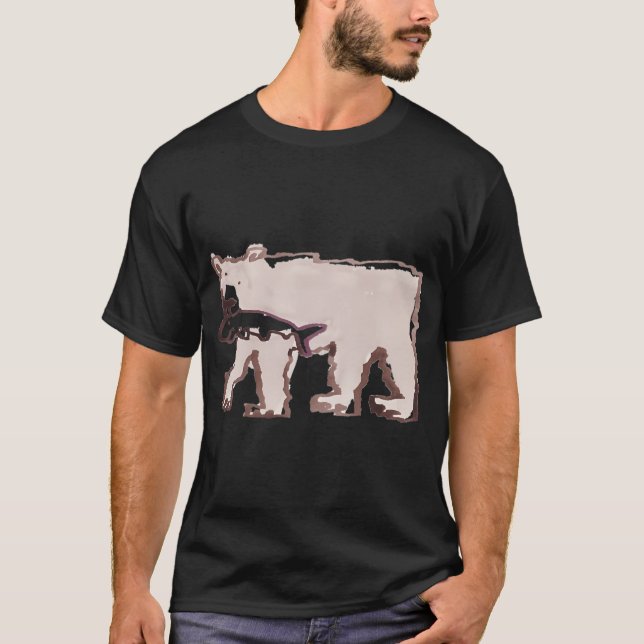 Brunbjörn med fisk t shirt (Framsida)