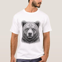 Brunbjörn Unge Svart och Vitt T-Shirt