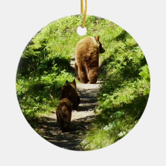 Brunbjörnfamilj Julgransprydnad Keramik (Framsidan)
