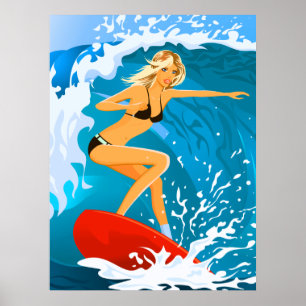 Brunbränd surfareflicka poster