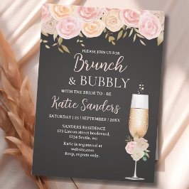Brunch and Bubbly Bridal Shower Elegant Flowers Inbjudningar