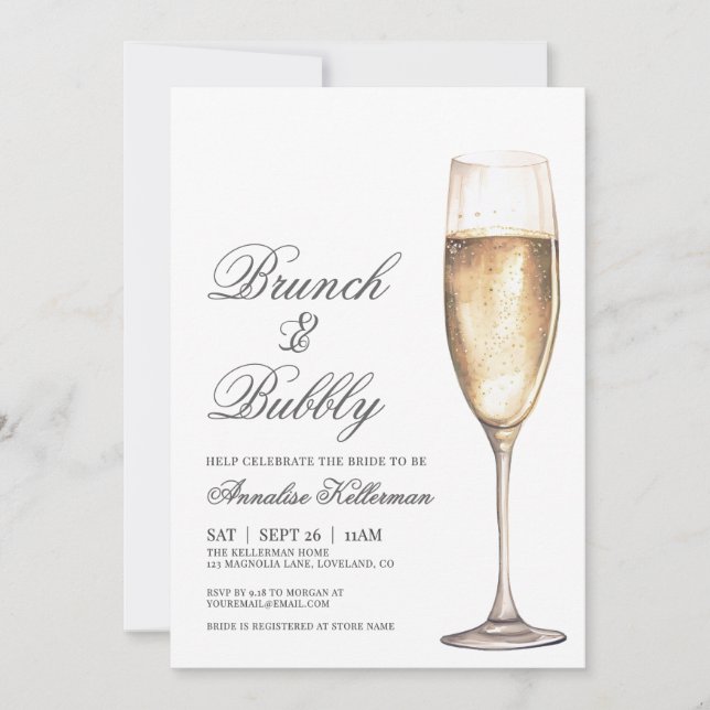 Brunch And Bubbly Bridal Shower Inbjudningar (Framsida)