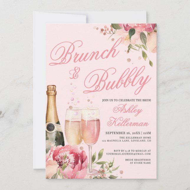 Brunch And Bubbly Bridal Shower Inbjudningar (Framsida)