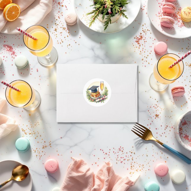 Brunch-avgång Runt Klistermärke (Brunch Graduation Classic Round Sticker)