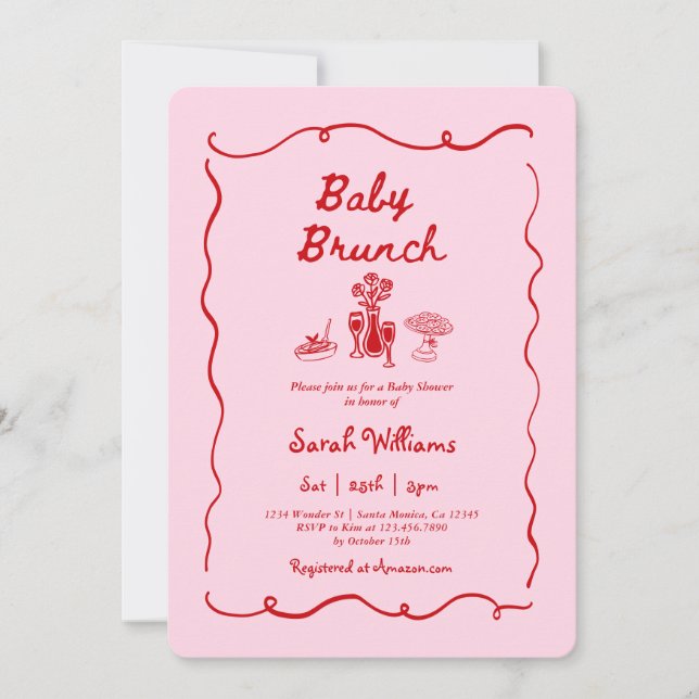 Brunch Baby Shower Girl Invitation Inbjudningar (Framsida)