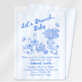 Brunch Baby Shower Inbjudan | Blå Ränder