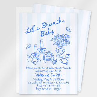 Brunch Baby Shower Inbjudan | Blå Ränder