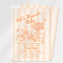 Brunch Baby Shower Inbjudan | Orange Ränder