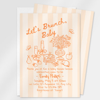Brunch Baby Shower Inbjudan | Orange Ränder