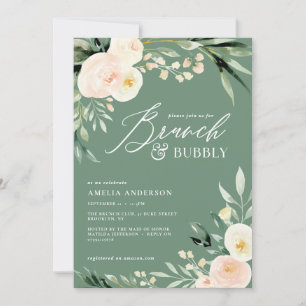 Brunch & bubblande grönt och persikofärgad blommig