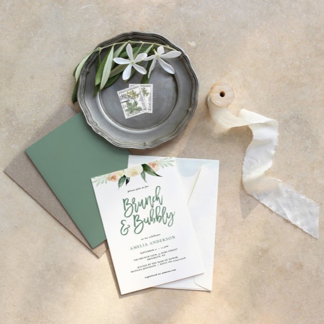 Brunch & bubblande grönt och persikofärgad blommig (Skapare uppladdad)