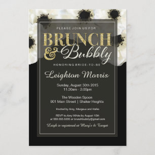 Brunch & Bubble Guld Glitter Anemone Shower Inbjudningar