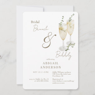Brunch & Bubble Shower för Möhippan White & Guld Inbjudningar