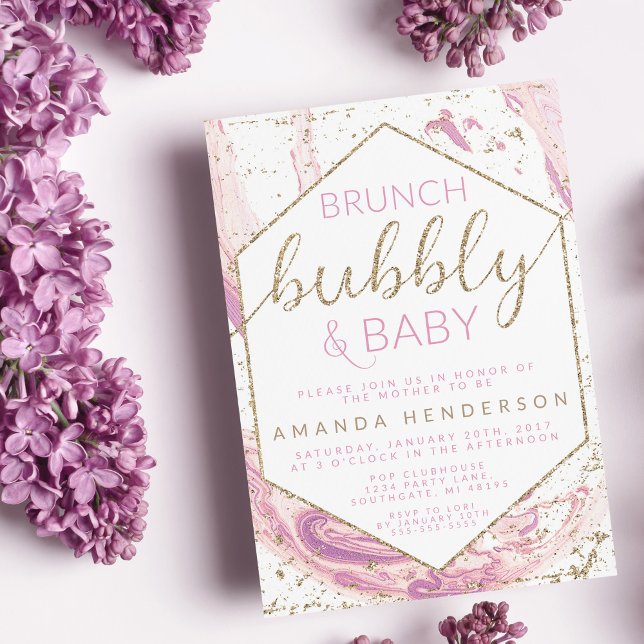 Brunch Bubbly & Baby Marble Barnrumsinbjudan Inbjudningar (Skapare uppladdad)
