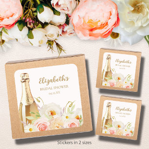 Brunch & Bubbly Blommig Bröllopsdusch Fyrkantigt Klistermärke