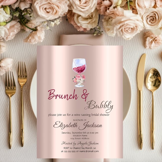 Brunch & Bubbly Blommig Glasdroppar Inbjudningar (Skapare uppladdad)